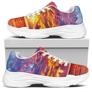 Maldives Sunset Print White Chunky Shoes