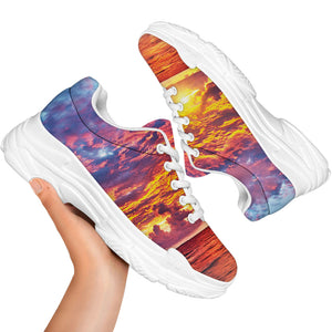 Maldives Sunset Print White Chunky Shoes