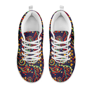 Mandala Floral Bohemian Pattern Print White Running Shoes
