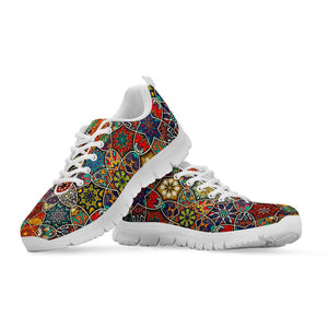 Mandala Star Bohemian Pattern Print White Running Shoes