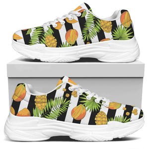 Mango Fruit Striped Pattern Print White Chunky Shoes