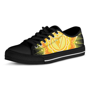 Manipura Chakra Mandala Print Black Low Top Sneakers