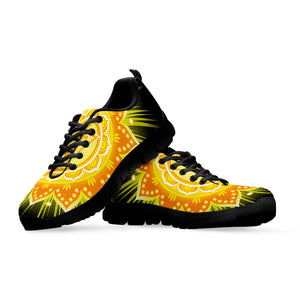 Manipura Chakra Mandala Print Black Running Shoes