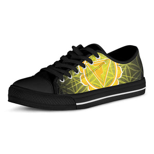 Manipura Chakra Spiritual Print Black Low Top Sneakers