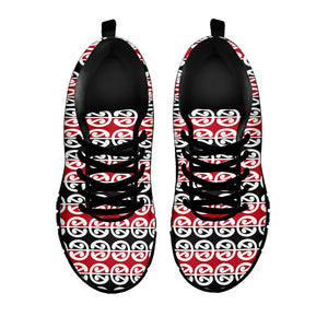 Maori Kowhaiwhai Pattern Print Black Running Shoes
