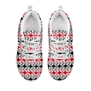 Maori Kowhaiwhai Pattern Print White Running Shoes