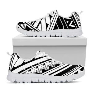 Maori Polynesian Tattoo Pattern Print White Running Shoes