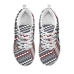 Maori Tribal Pattern Print White Running Shoes
