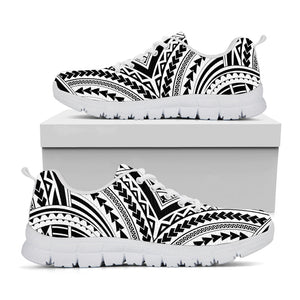 Maori Tribal Polynesian Tattoo Print White Running Shoes