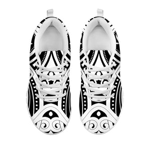 Maori Tribal Tattoo Pattern Print White Running Shoes