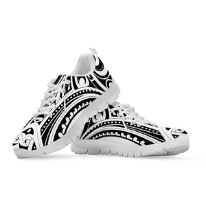 Maori Tribal Tattoo Pattern Print White Running Shoes