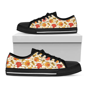 Maple And Oak Pattern Print Black Low Top Sneakers