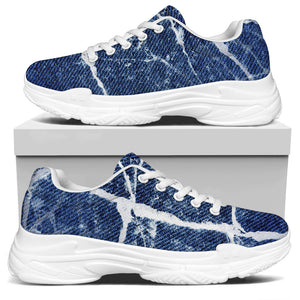 Marble Denim Jeans Pattern Print White Chunky Shoes