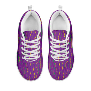 Mardi Gras Dot Pattern Print White Running Shoes