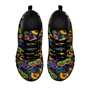 Mardi Gras Festival Pattern Print Black Running Shoes