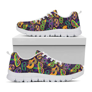 Mardi Gras Festival Pattern Print White Running Shoes