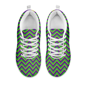 Mardi Gras Zigzag Pattern Print White Running Shoes