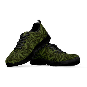 Marijuana Leaf Pattern Print Black Running Shoes