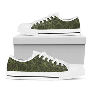 Marijuana Leaf Pattern Print White Low Top Sneakers