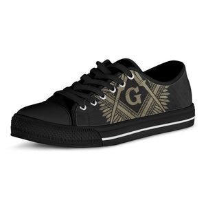 Masonic Freemasonry Print Black Low Top Sneakers