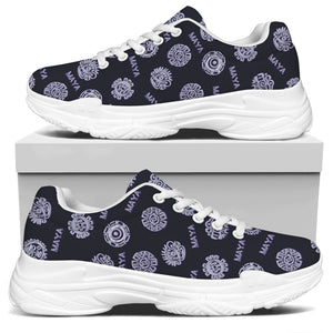 Maya Symbol Pattern Print White Chunky Shoes