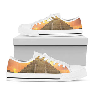 Mayan Civilization Print White Low Top Sneakers