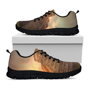 Mayan Pyramid Print Black Running Shoes