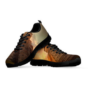 Mayan Pyramid Print Black Running Shoes