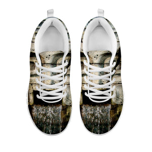 Mayan Stone Print White Running Shoes