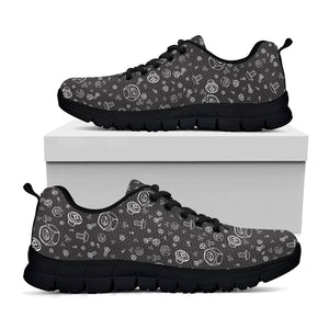 Mechanic Nuts and Bolts Pattern Print Black Running Shoes
