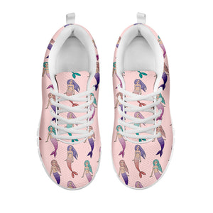 Mermaid Girls Pattern Print White Running Shoes