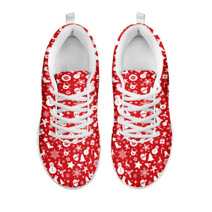 Merry Christmas Elements Pattern Print White Running Shoes