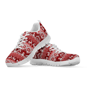 Merry Christmas Knitted Pattern Print White Running Shoes