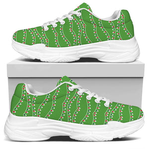 Merry Christmas Lights Pattern Print White Chunky Shoes