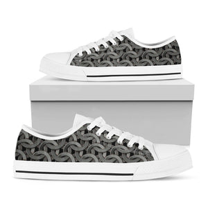 Metal Chainmail Pattern Print White Low Top Sneakers