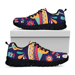 Mexican Skull Cinco de Mayo Print Black Running Shoes