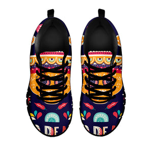 Mexican Skull Cinco de Mayo Print Black Running Shoes