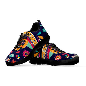 Mexican Skull Cinco de Mayo Print Black Running Shoes