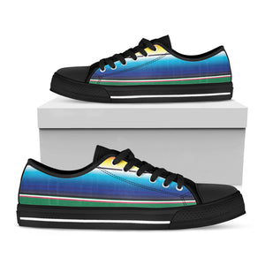 Mexican Striped Blanket Pattern Print Black Low Top Sneakers
