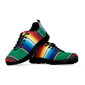 Mexican Striped Blanket Pattern Print Black Running Shoes