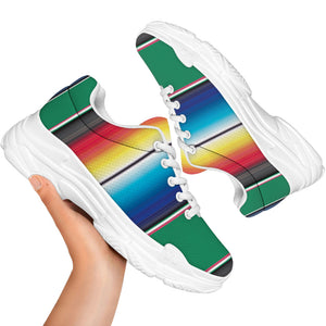 Mexican Striped Blanket Pattern Print White Chunky Shoes