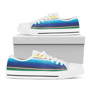 Mexican Striped Blanket Pattern Print White Low Top Sneakers