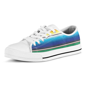 Mexican Striped Blanket Pattern Print White Low Top Sneakers