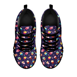 Mini Cupcake Pattern Print Black Running Shoes