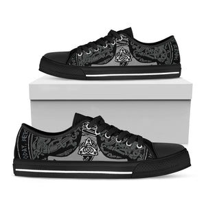 Mjolnir Hammer Of Thor Print Black Low Top Sneakers