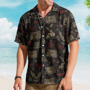 Lynyrd Skynyrd Hawaiian Shirt - Unisex Southern Rock Free Bird Black Button Up