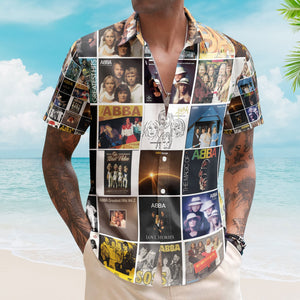 ABBA Hawaiian Shirt Iconic Album Collage Vintage Music Style