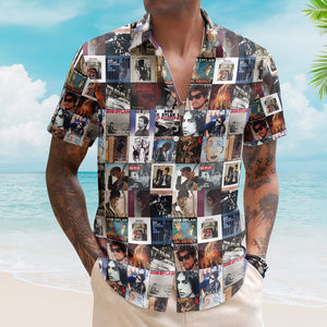 Bob Dylan Rock Music Icon Unisex Summer Button Up Hawaiian Shirt Retro Music Album Art Inspired Unisex Shirt