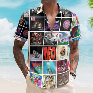 REO Speedwagon Album Collage Hawaiian Shirt Rock Music Band Fan Shirt