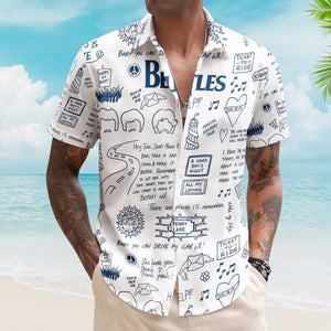 The Beatles Lyrics & Memories All-Over Print Hawaiian Shirt Retro Music Album Art Inspired Unisex Shirt